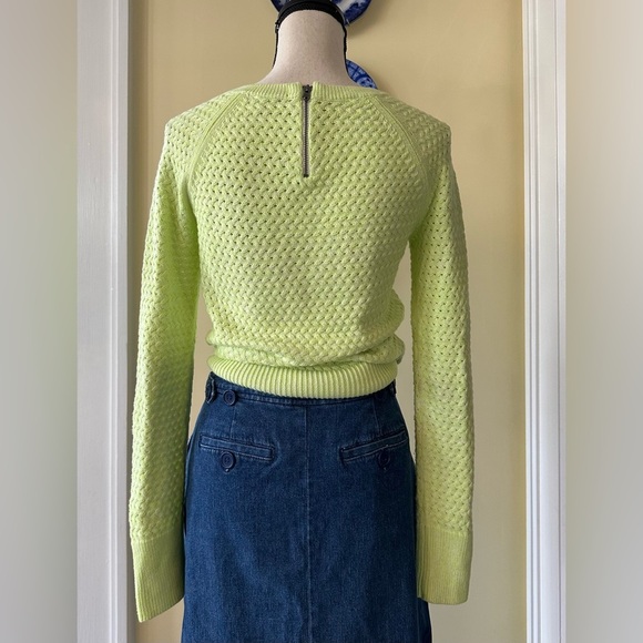 American Eagle | Citrus Green/Yellow Cotton Wool Blend Boat Neck Sweater - Picture 2 of 6